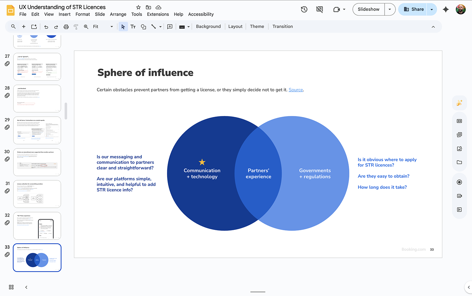 A screenshot of Google Slide presentation with a venn diagram.